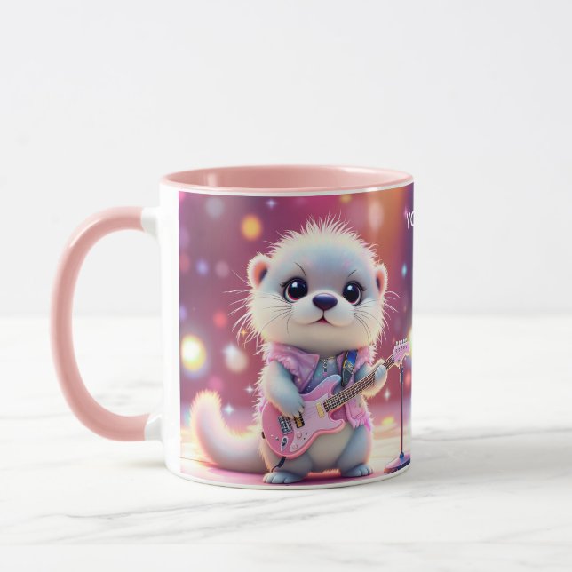 Fantasy Cute Otter Pop Star  Mug (Left)