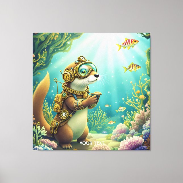 Fantasy Cute Otter Steampunk Suit Canvas Print (Front)