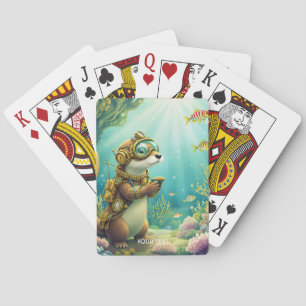 Fantasy Cute Otter Steampunk Suit Playing Cards