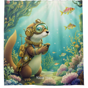Fantasy Cute Otter Steampunk Suit Shower Curtain