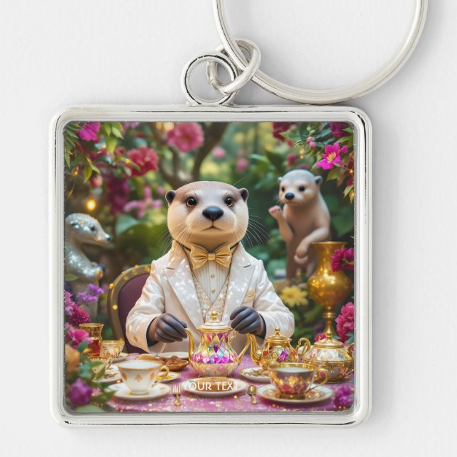 Fantasy Cute Otter Tea Party Key Ring (Front)