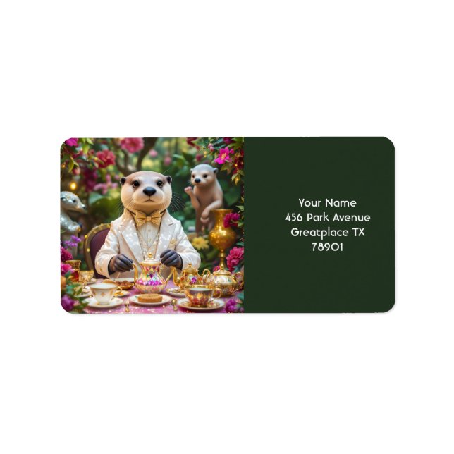 Fantasy Cute Otter Tea Party Label (Front)