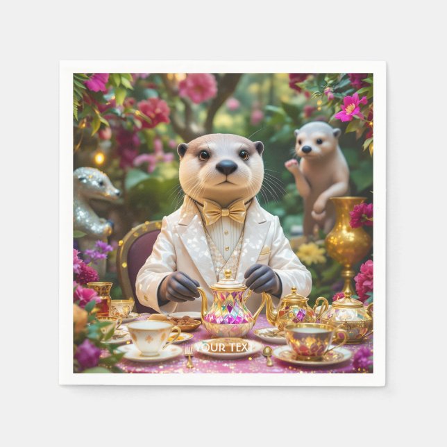 Fantasy Cute Otter Tea Party Napkin (Front)