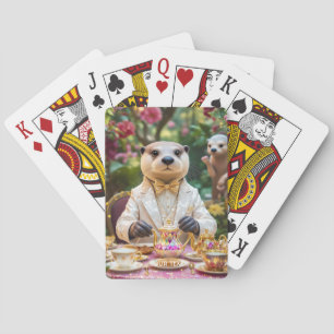 Fantasy Cute Otter Tea Party Playing Cards