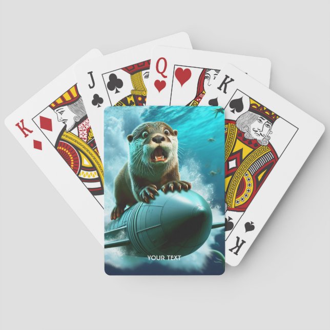 Fantasy Cute Otter Torpedo Sea Playing Cards (Back)