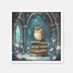 Fantasy Cute Owl Glasses Books Napkin