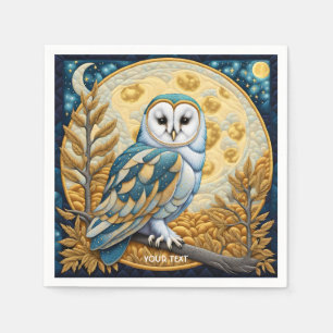 Fantasy Cute Owl Moon Trees Napkin