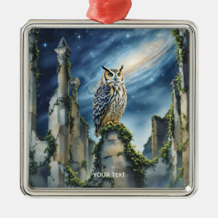 Fantasy Cute Owl Old Ruins Metal Tree Decoration