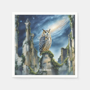 Fantasy Cute Owl Old Ruins Napkin