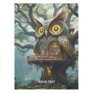 Fantasy Cute Owl Tree Forest Tablecloth