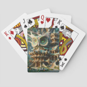 Fantasy Cute Owl Tree House  Playing Cards