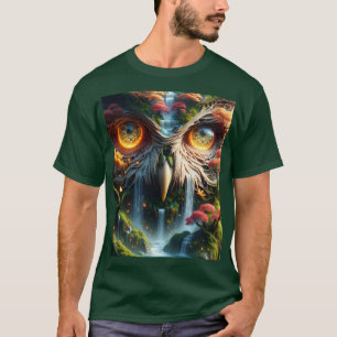 Fantasy Cute Owl Waterfall Trees T-Shirt