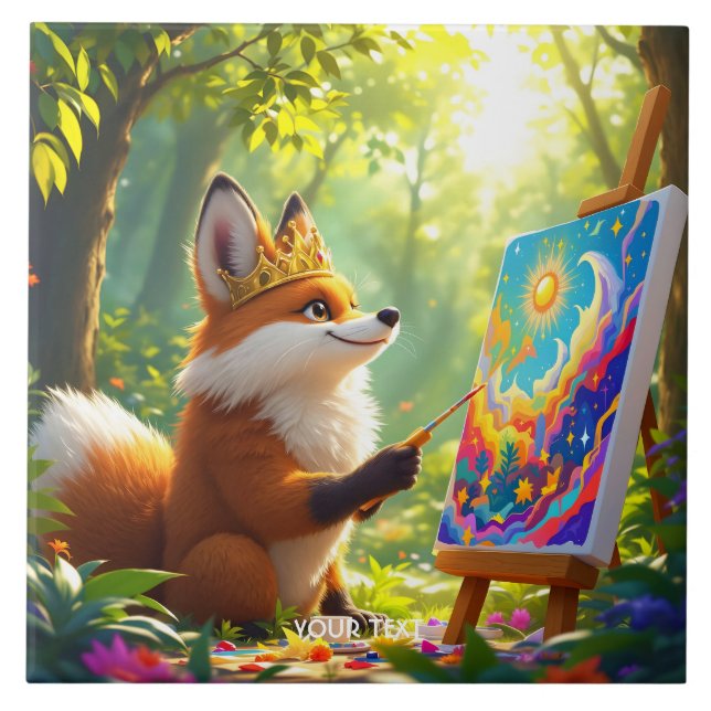 Fantasy Cute Painting King Fox Tile (Front)