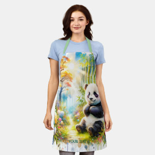 Fantasy Cute Panda Bamboo Forest Apron
