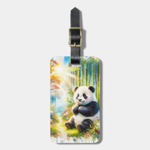 Fantasy Cute Panda Bamboo Forest Luggage Tag