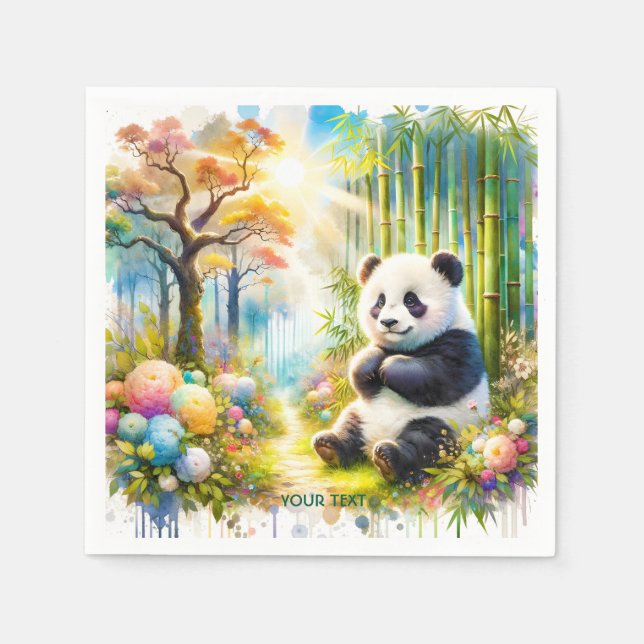 Fantasy Cute Panda Bamboo Forest Napkin (Front)