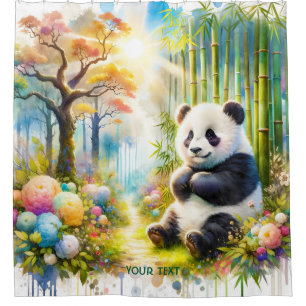 Fantasy Cute Panda Bamboo Forest Shower Curtain