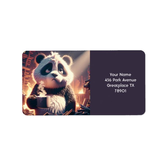 Fantasy Cute Panda Cup Coffee Label (Front)
