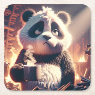 Fantasy Cute Panda Cup Coffee Square Paper Coaster