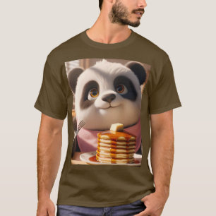 Fantasy Cute Panda Eating Pancakes T-Shirt