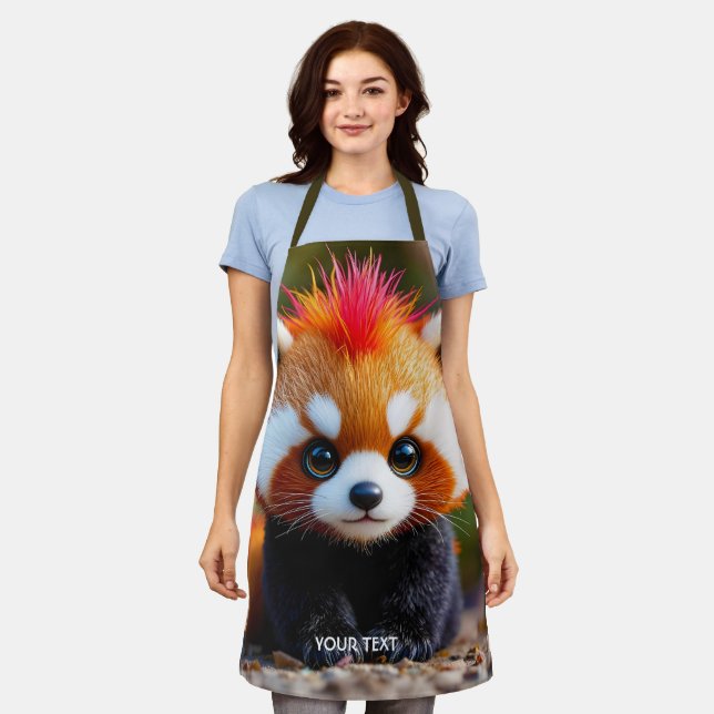 Fantasy Cute Panda Red Hai Apron (Worn)