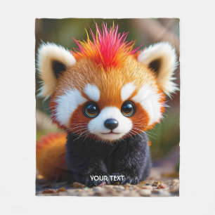 Fantasy Cute Panda Red Hai Fleece Blanket
