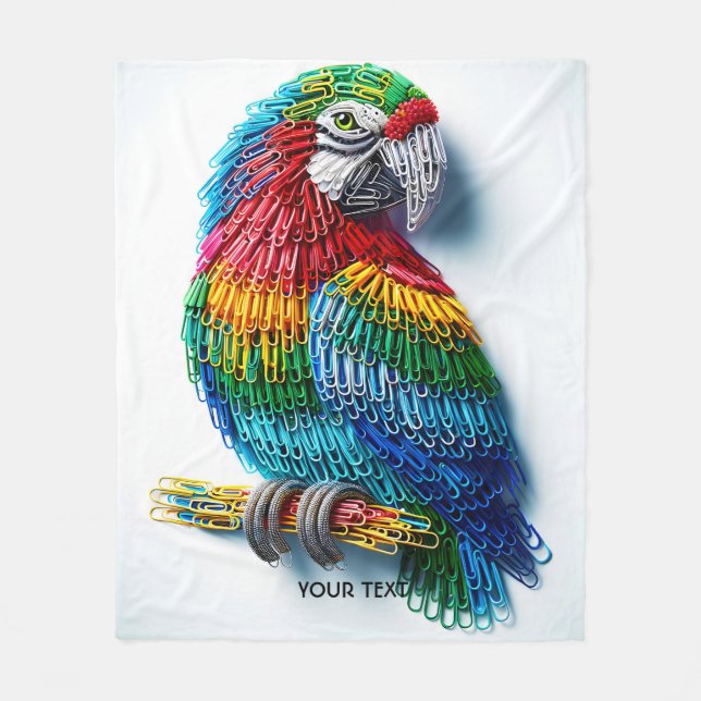 Fantasy Cute Paper Clips Bird Fleece Blanket (Front)