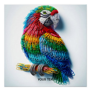 Fantasy Cute Paper Clips Bird Poster
