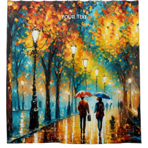 Fantasy Cute Park Autumn Rain Shower Curtain