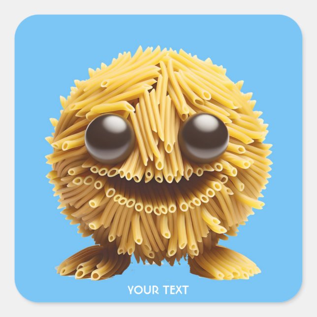 Fantasy Cute Pasta Smiling Creature Square Sticker (Front)