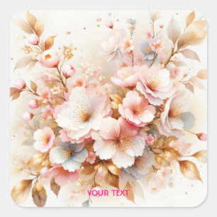 Fantasy Cute Pastel Pink Sakura Square Sticker