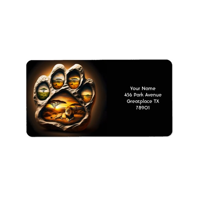 Fantasy Cute Paw Lion Stone Label (Front)