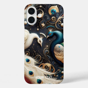 Fantasy Cute Peacocks Crescent Feathers iPhone 16 Plus Case