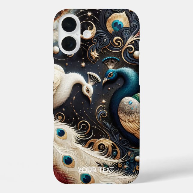 Fantasy Cute  Peacocks Crescent Feathers Case-Mate iPhone Case (Back)