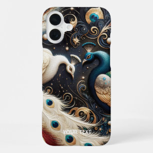 Fantasy Cute Peacocks Crescent Feathers iPhone 16 Plus Case