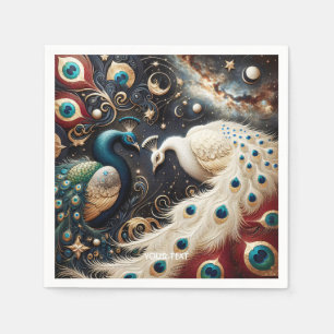 Fantasy Cute Peacocks Crescent Feathers Napkin
