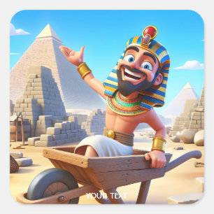 Fantasy Cute Pharaoh Pyramids Egypt Square Sticker