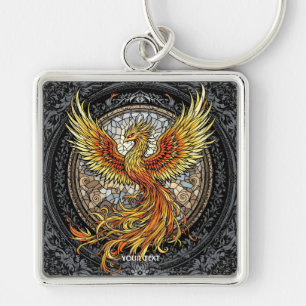 Fantasy Cute Phoenix Grey Orange Key Ring