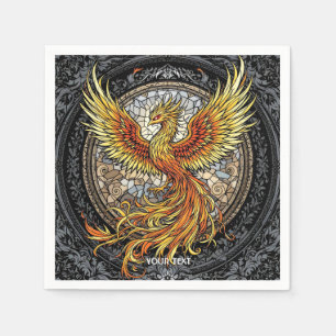 Fantasy Cute Phoenix Grey Orange Napkin