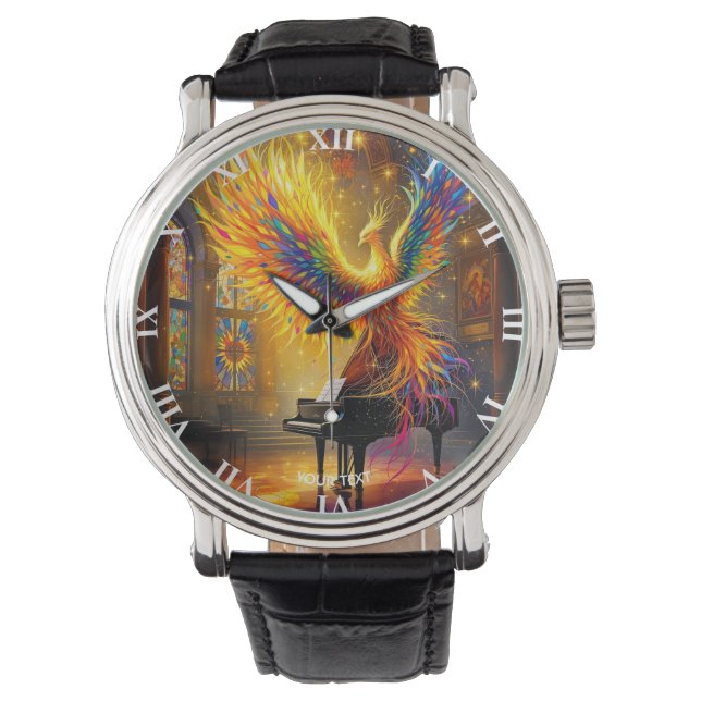 Fantasy Cute Phoenix Playing Piano Watch (Front)