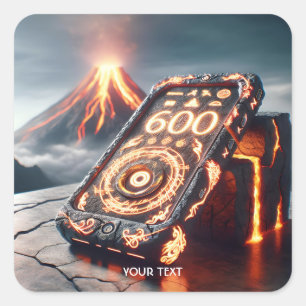 Fantasy Cute Phone Lava Fire Square Sticker