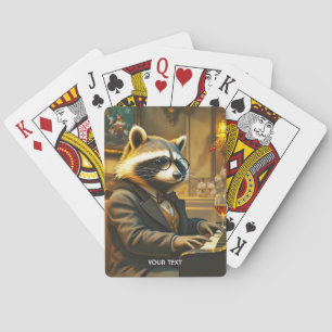 Fantasy Cute Piano Racoon Playing Cards