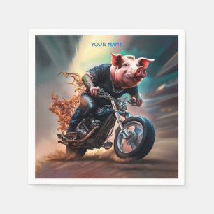 Fantasy Cute Pig Riding Bike Napkin
