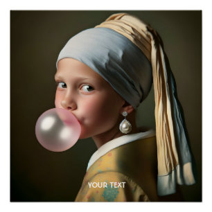 Fantasy Cute Pink Bubble Gum Poster
