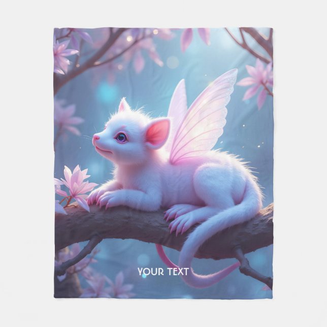 Fantasy Cute Pink Creature Forest Fleece Blanket (Front)
