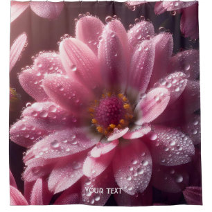 Fantasy Cute Pink Flower Dew Shower Curtain