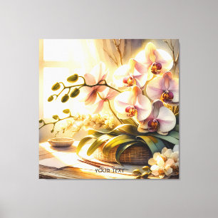 Fantasy Cute Pink Orchids Watercolor Canvas Print