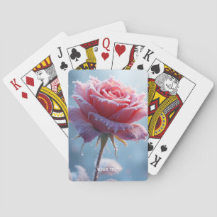 Fantasy Cute Pink Rose Snow Playing Cards