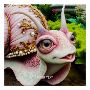 Fantasy Cute Pink Snail Pearls Poster