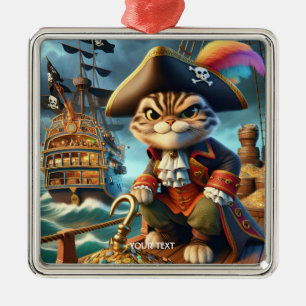 Fantasy Cute Pirate Cat Ship Metal Tree Decoration